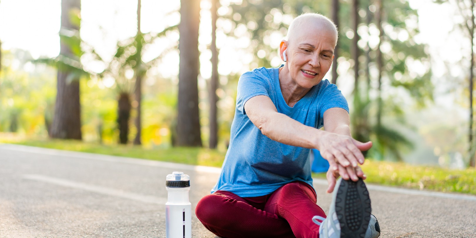 Cancer patient woman exercising