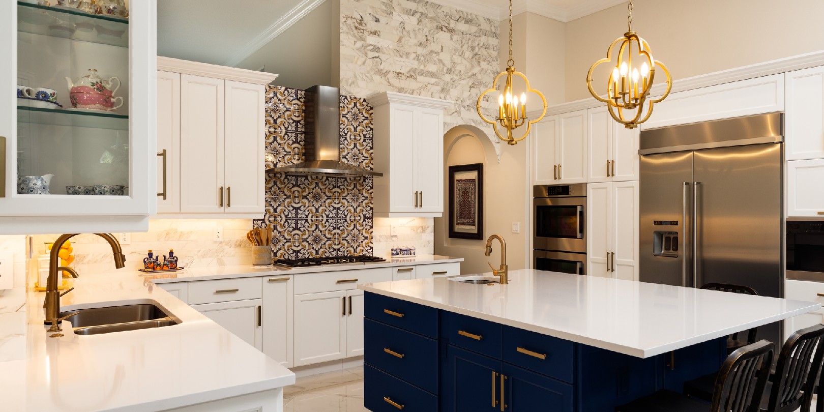 backsplash-ideas the-independence Beautiful luxury estate home kitchen with white cabinets