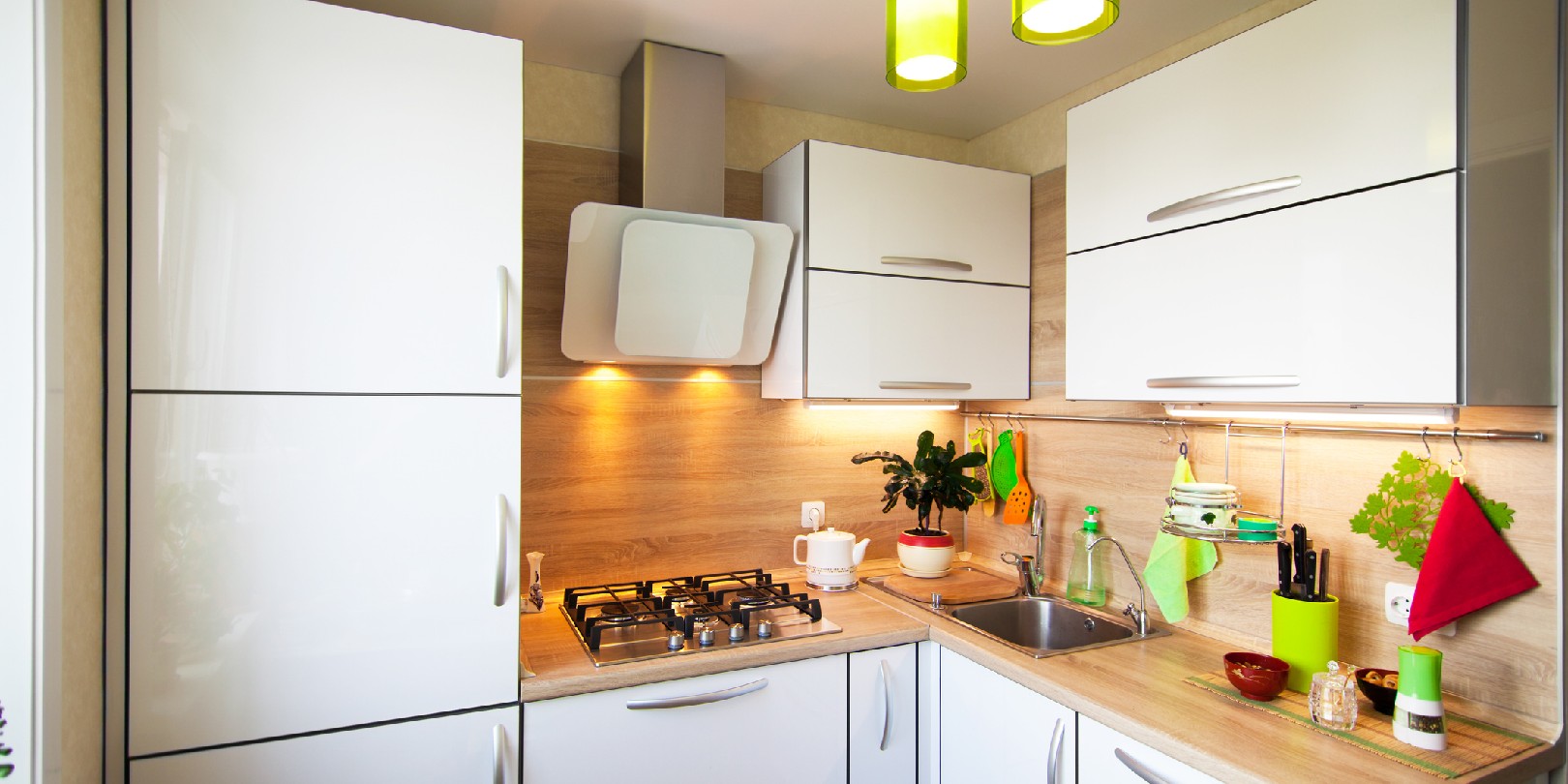 kitchen-paint-colors the-independence White and brown interior for small kitchen