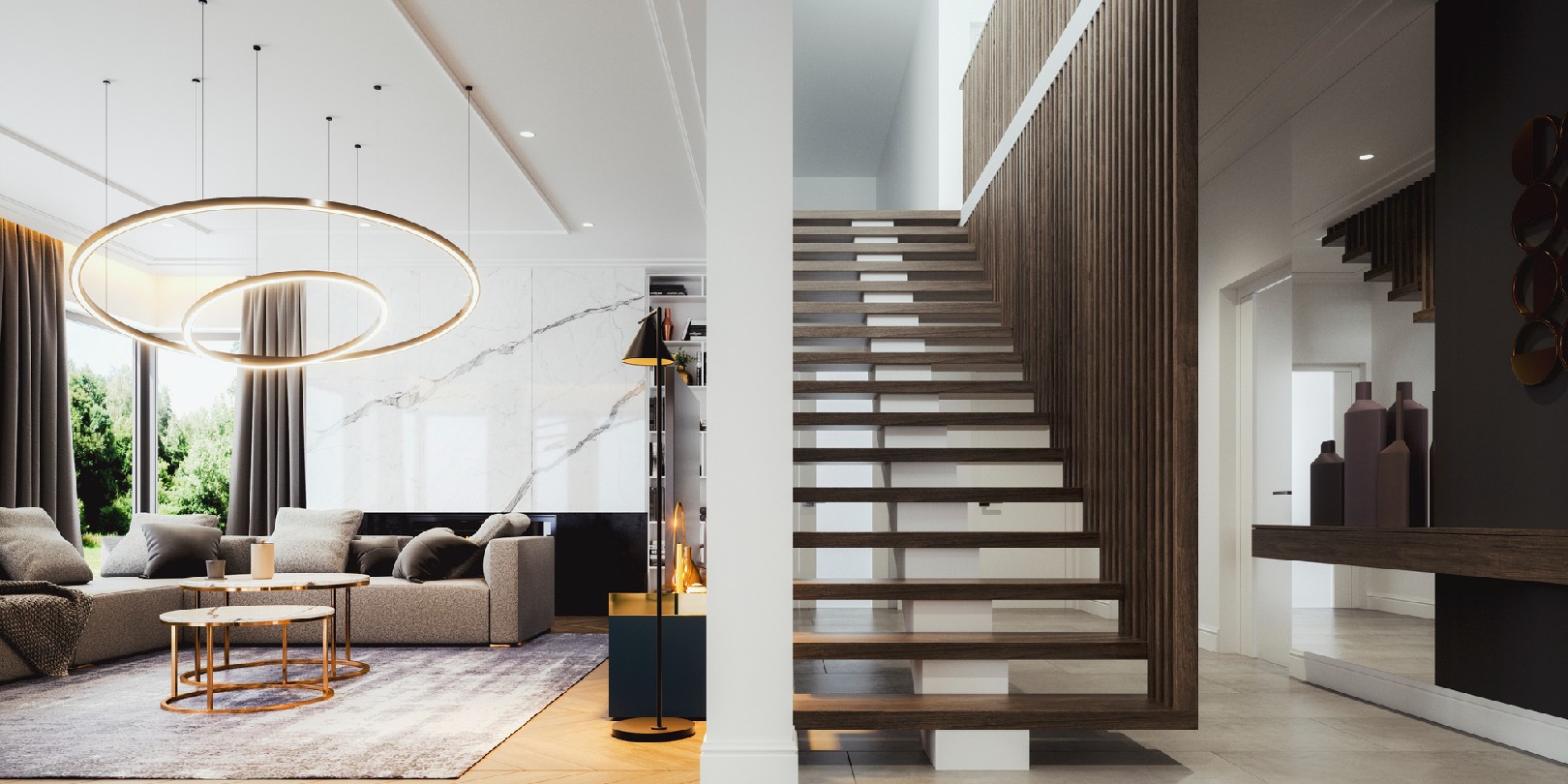 interior-design-styles the-independence Modern luxury home interior. This is entirely 3D generated image.